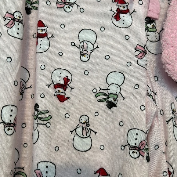 Pink new Pajama Jogger Pants & Socks Christmas Snowman Sz‎ Large pjs - Picture 2 of 8